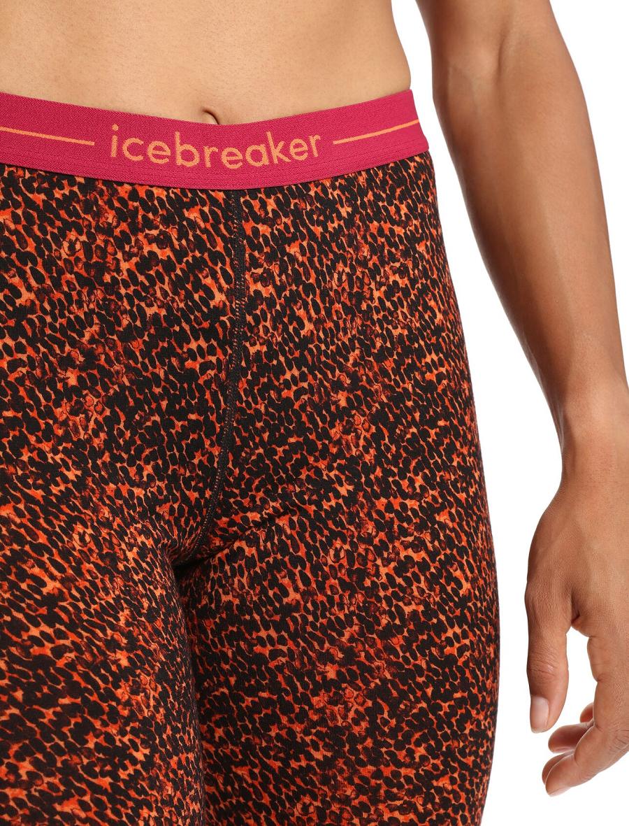 Legginsy Icebreaker Merino 200 Oasis Lichen Damskie Czarne Różowe | PL 1422BEXC